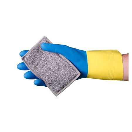 Vguard Neoprene Coated Latex Blue/Yellow Chemical Resistant Gloves Flock Lined, 12" Straight Cuff, PK 288 C37B610